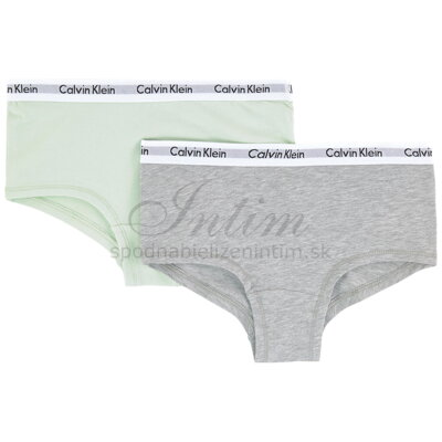 Calvin Klein dievčenské nohavičky 2pack G80G896001 sivá/mentolová 022