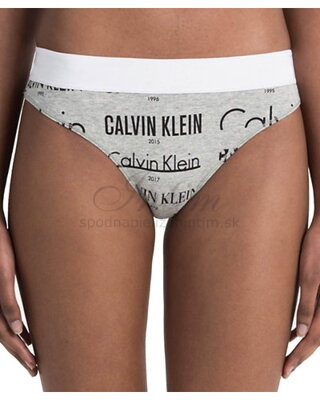 Calvin Klein string nohavičky F4058E sivá HLB